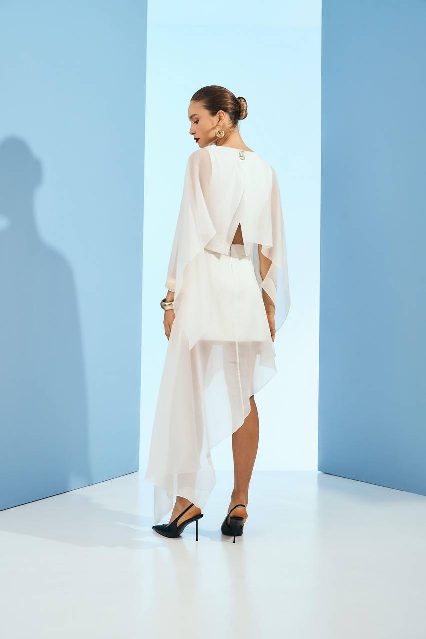 Blusa Crepe Manga Envelope C/ Transparencia - Off White BLU0054OFF