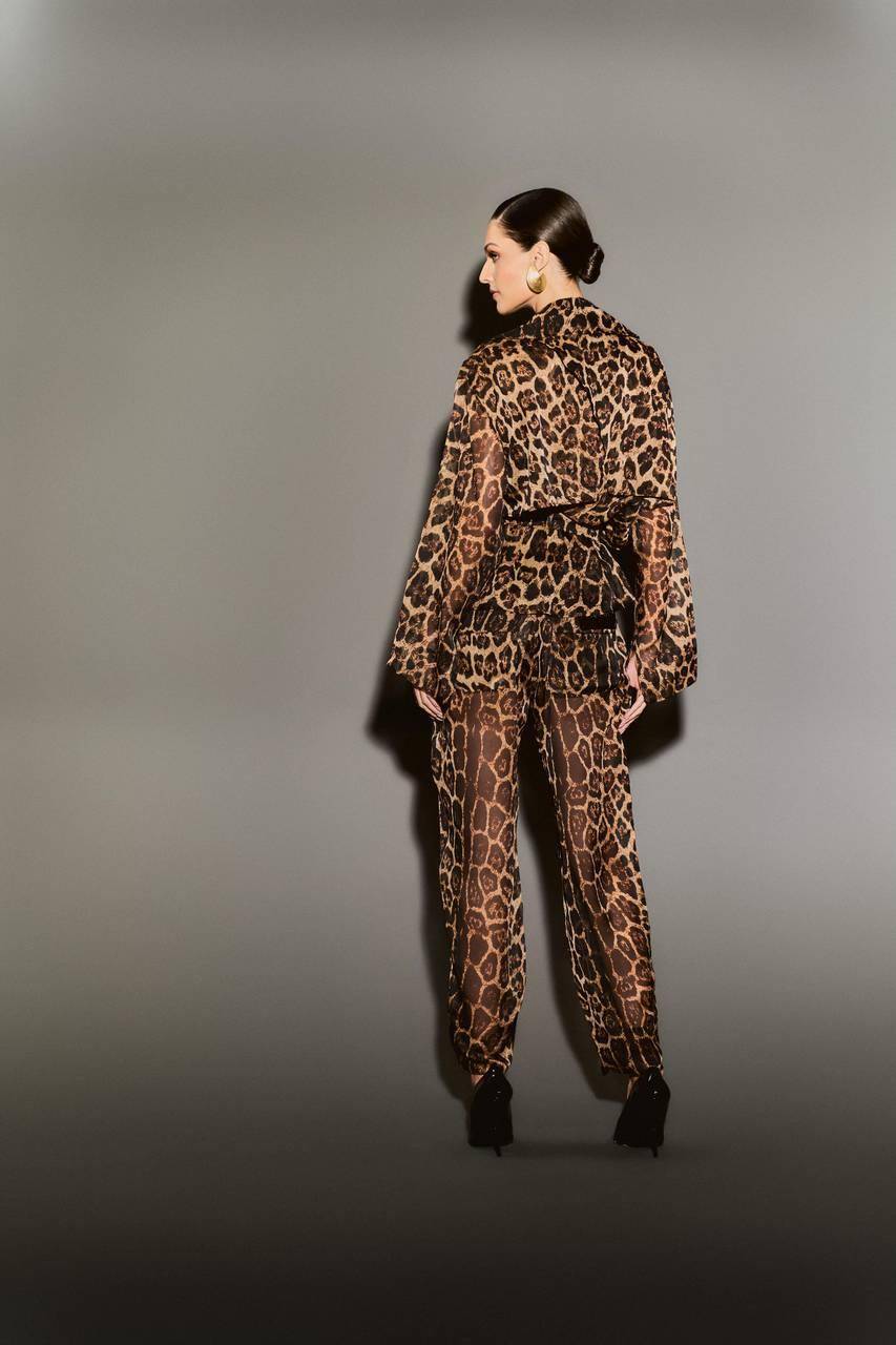 Jaqueta Animal Print Com Transparência - Animal Print Onça JAQ0012ANI