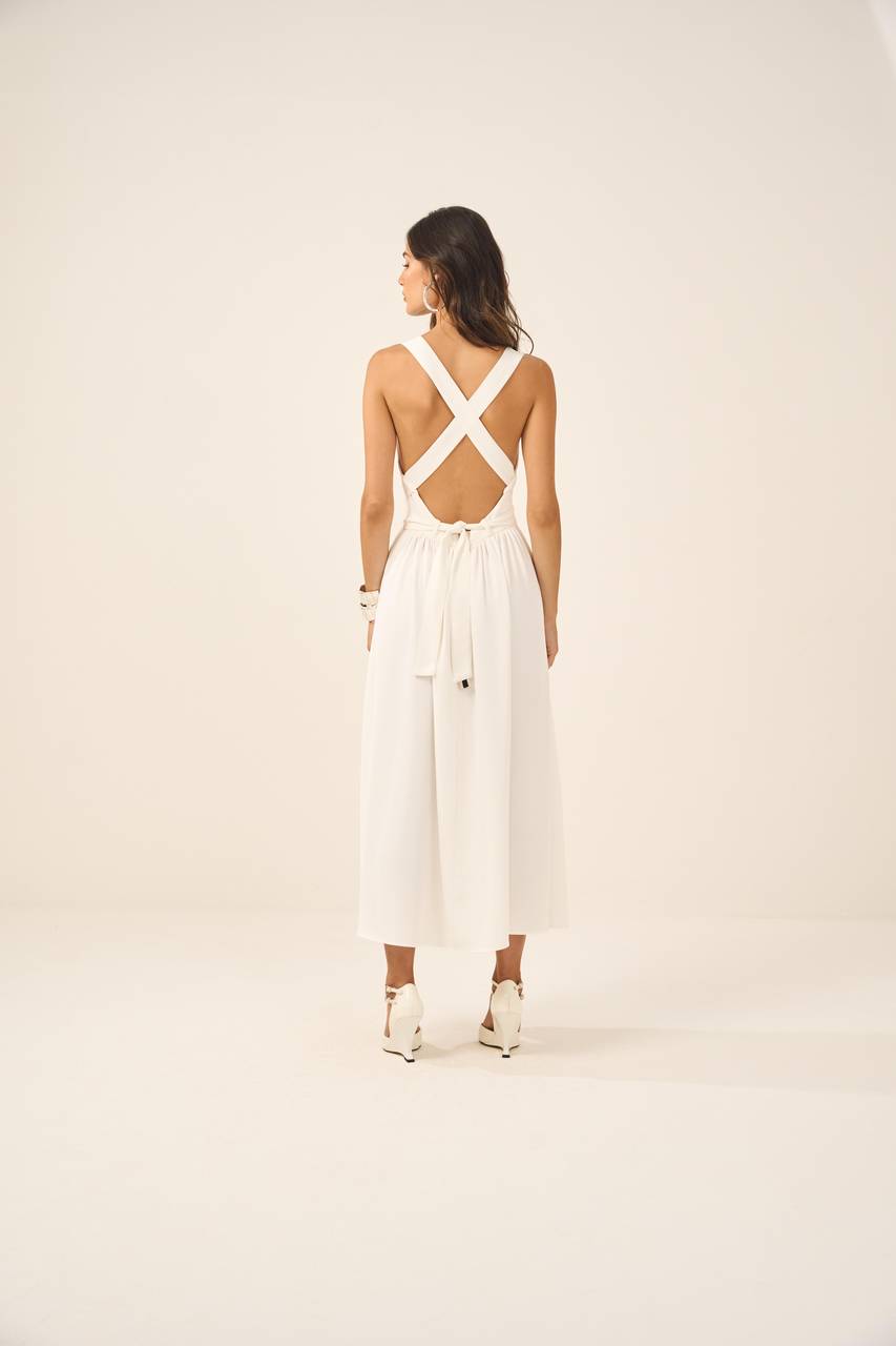 Vestido Crepe Frente Unica - Off White VES0005OFF