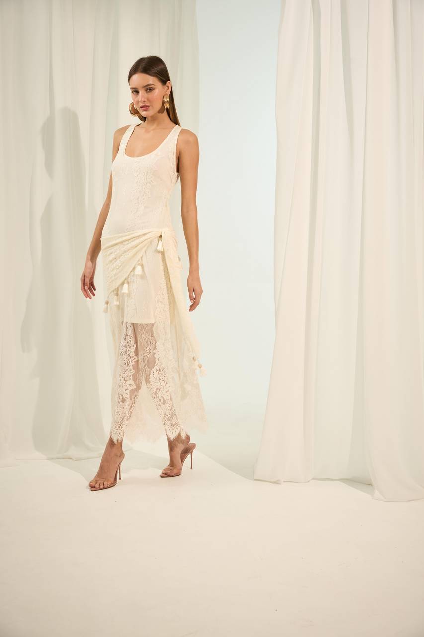 Vestido Longuete Renda Lace - Off White VES2012OFF