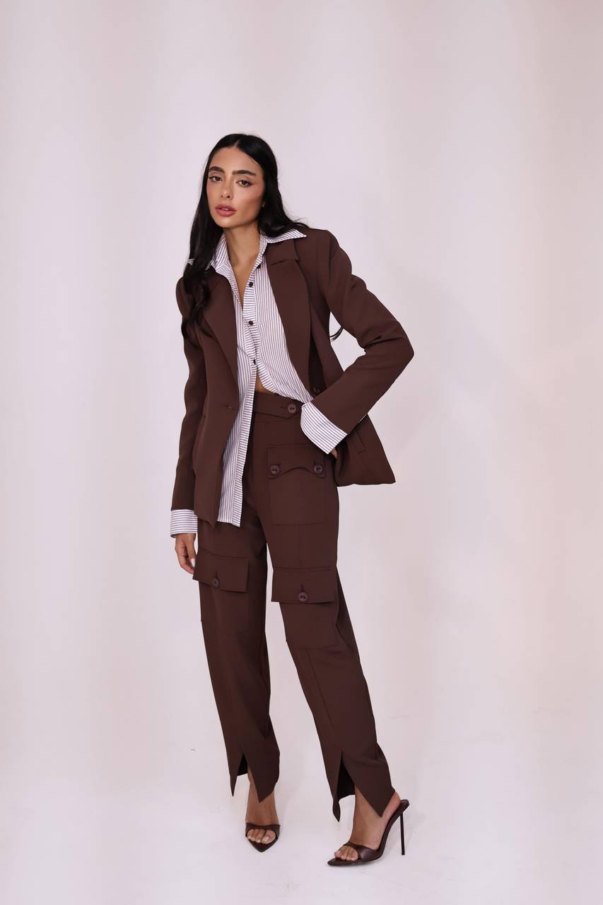 Blazer Box Com Alfaiataria Listras - Marrom BLZ0018MRO