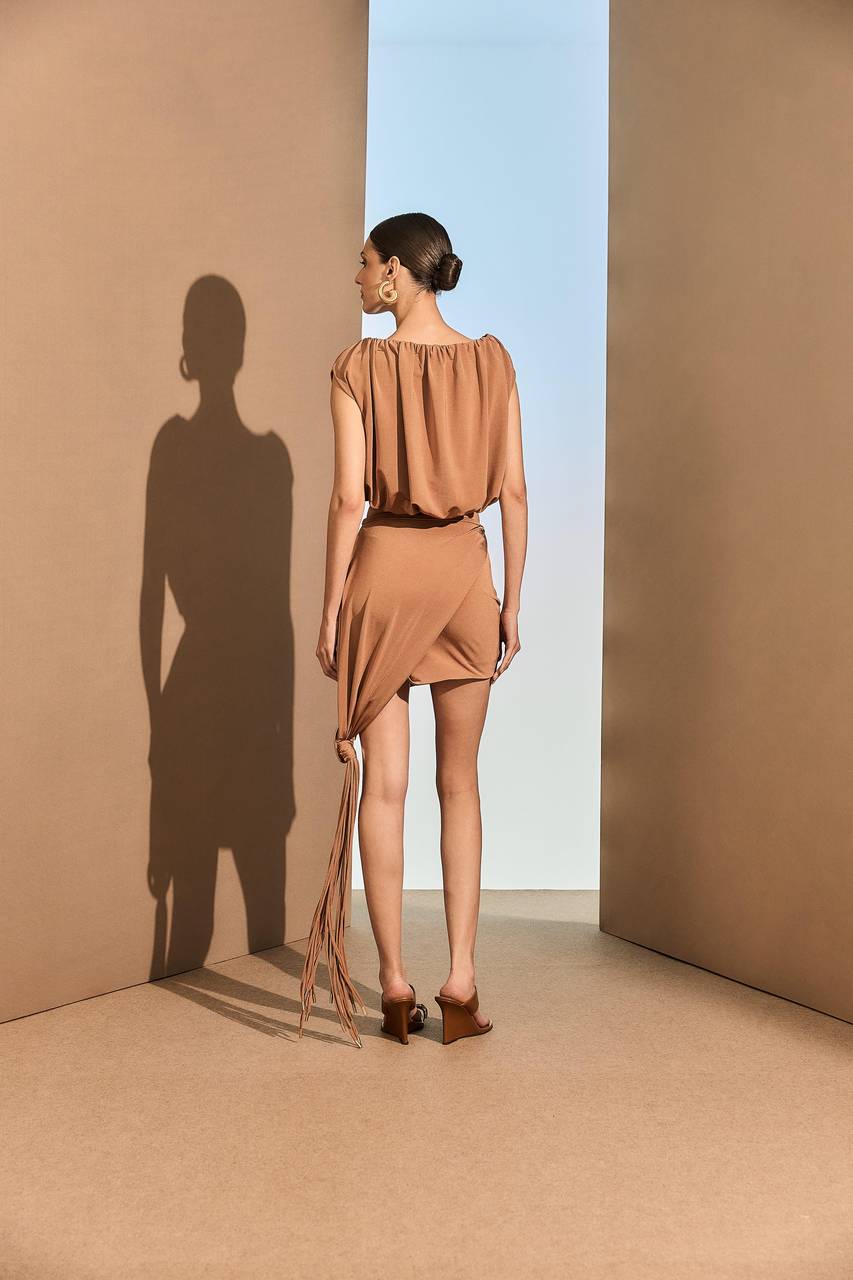 Saia Jersey Franja Lateral - Canela SAI0015CAN