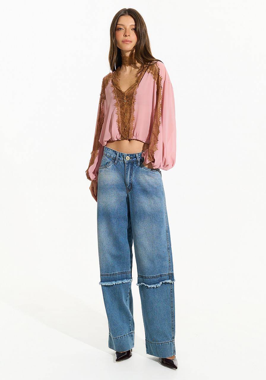 Calça Jeans Recorte Frontal - Jeans CAL0239JEA