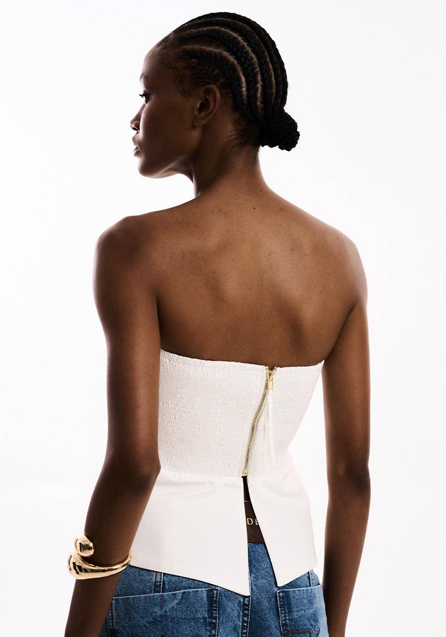 Top Corselet Folhas - Off White TOP2070OFF