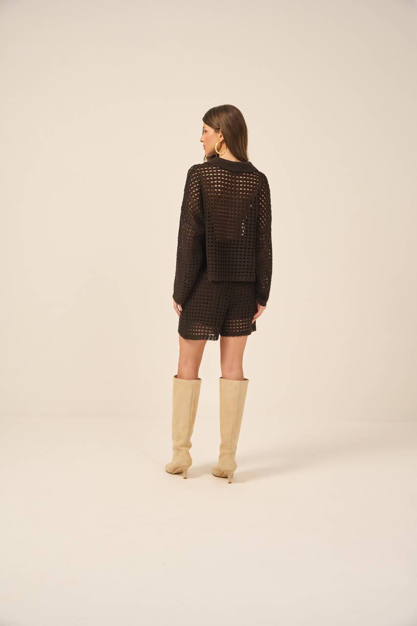 Conjunto De Short Tricot - Cafe CJT0007CAF
