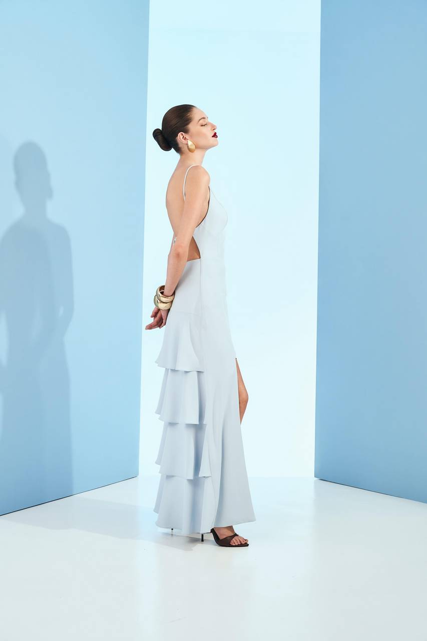 Vestido Com Vazado Frente - Azul Nuvem VES0057AZN