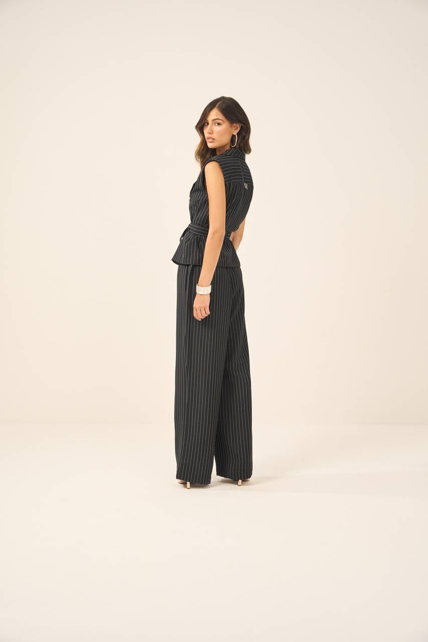 Conjunto Colete Calça Risca Giz - Preto CJT0013PTO