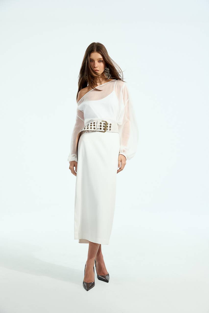 Saia Midi Alfaiataria - Off White SAI0009