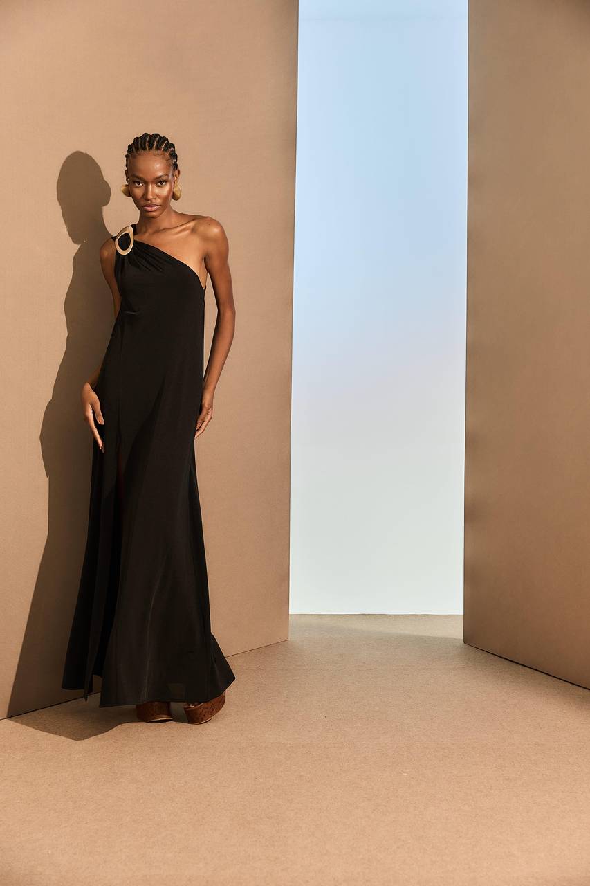Vestido Jersey Ombro Só Fivela - Preto VES0022PTO