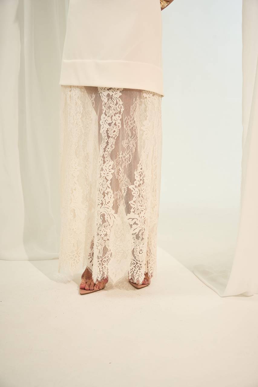 Vestido Tqc Alfaiataria com Renda - Off White VES2013OFF