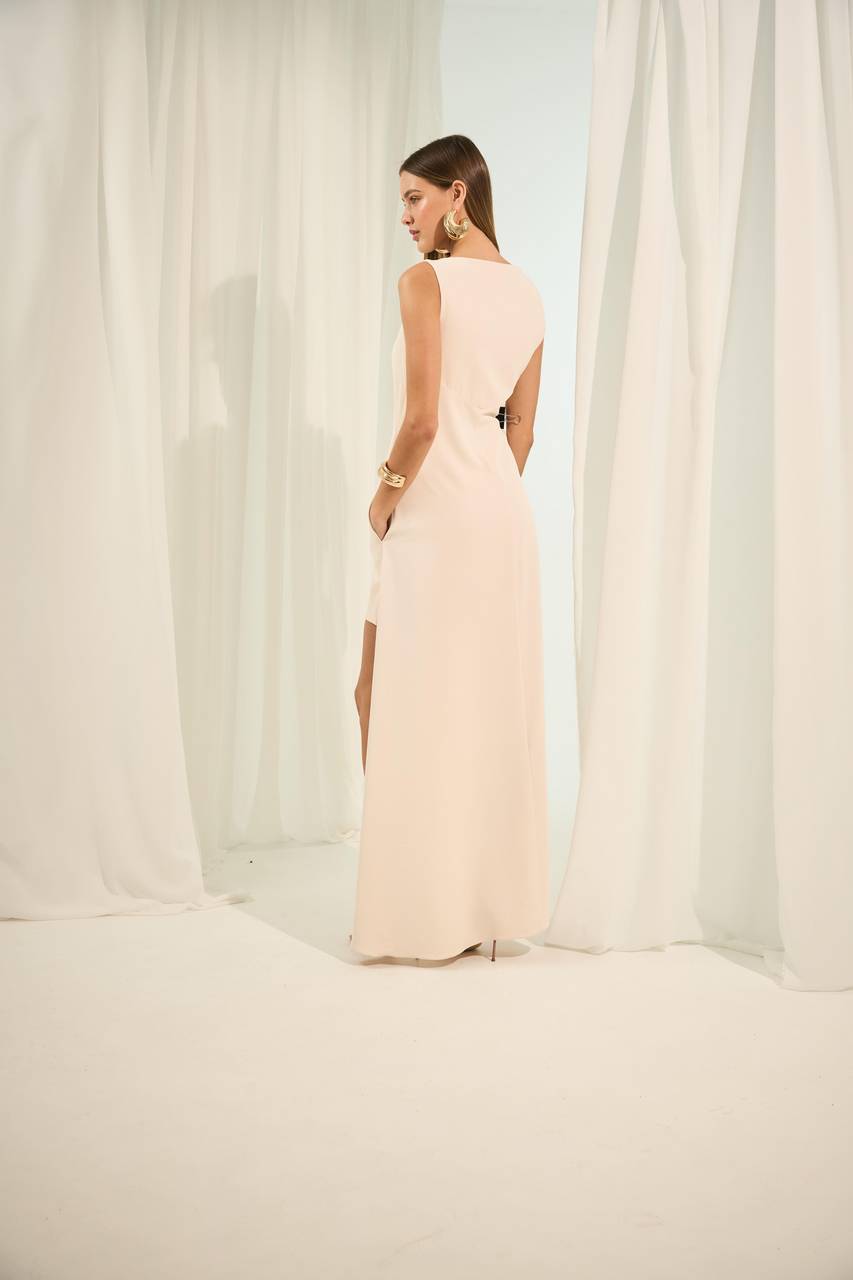 Vestido Frente Curta Costas Longa - Bege VES2014BEG