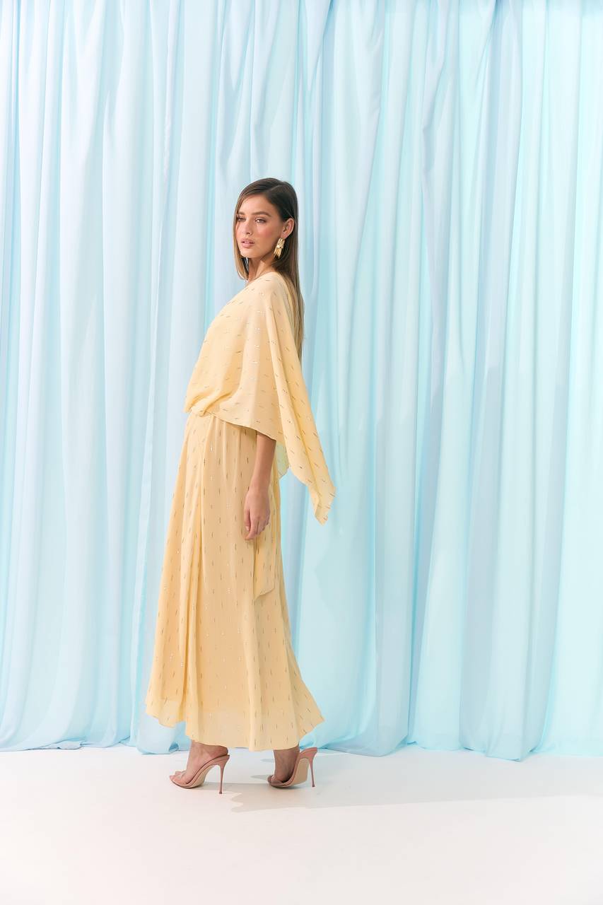Vestido Midi Manga Farta - Manteiga VES2022