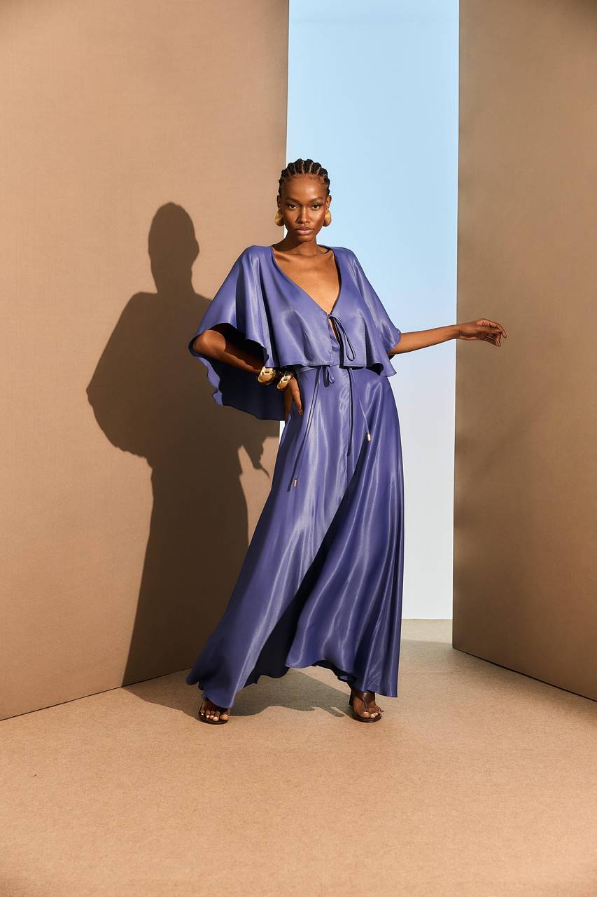 Vestido Longuete Manga Morcego - Azul Denin VES0041AZ DEN