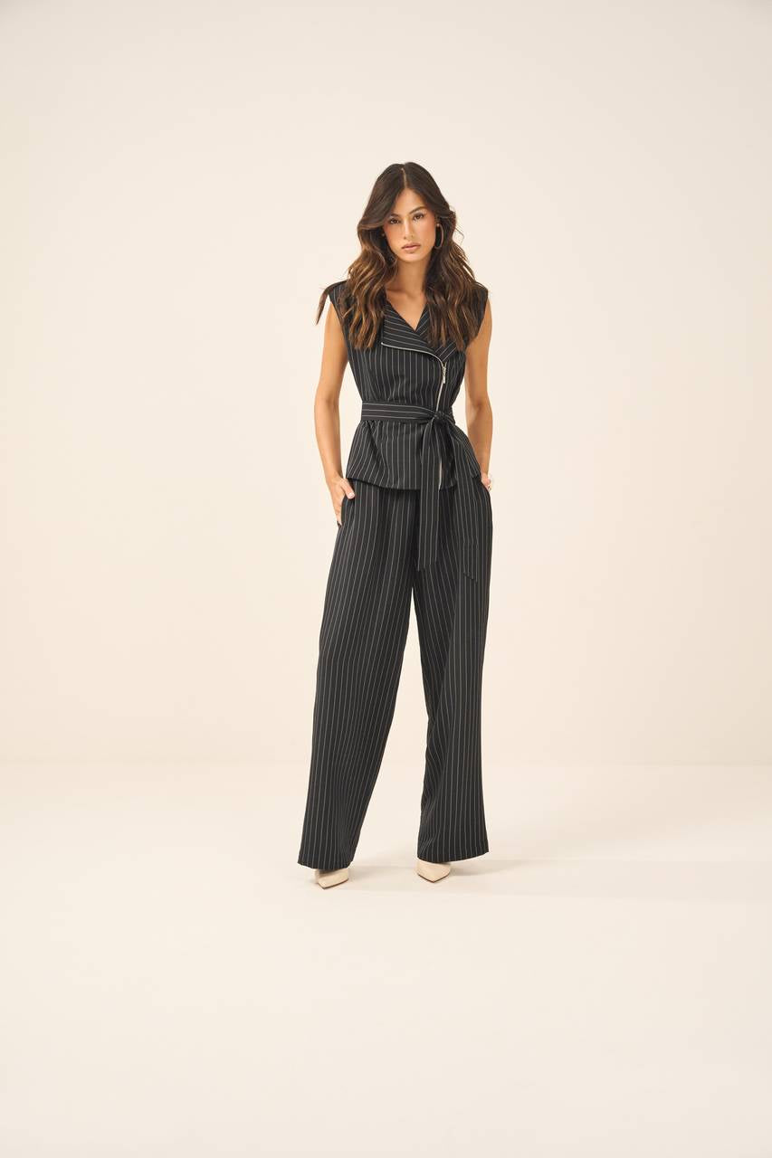 Conjunto Colete Calça Risca Giz - Preto CJT0013PTO