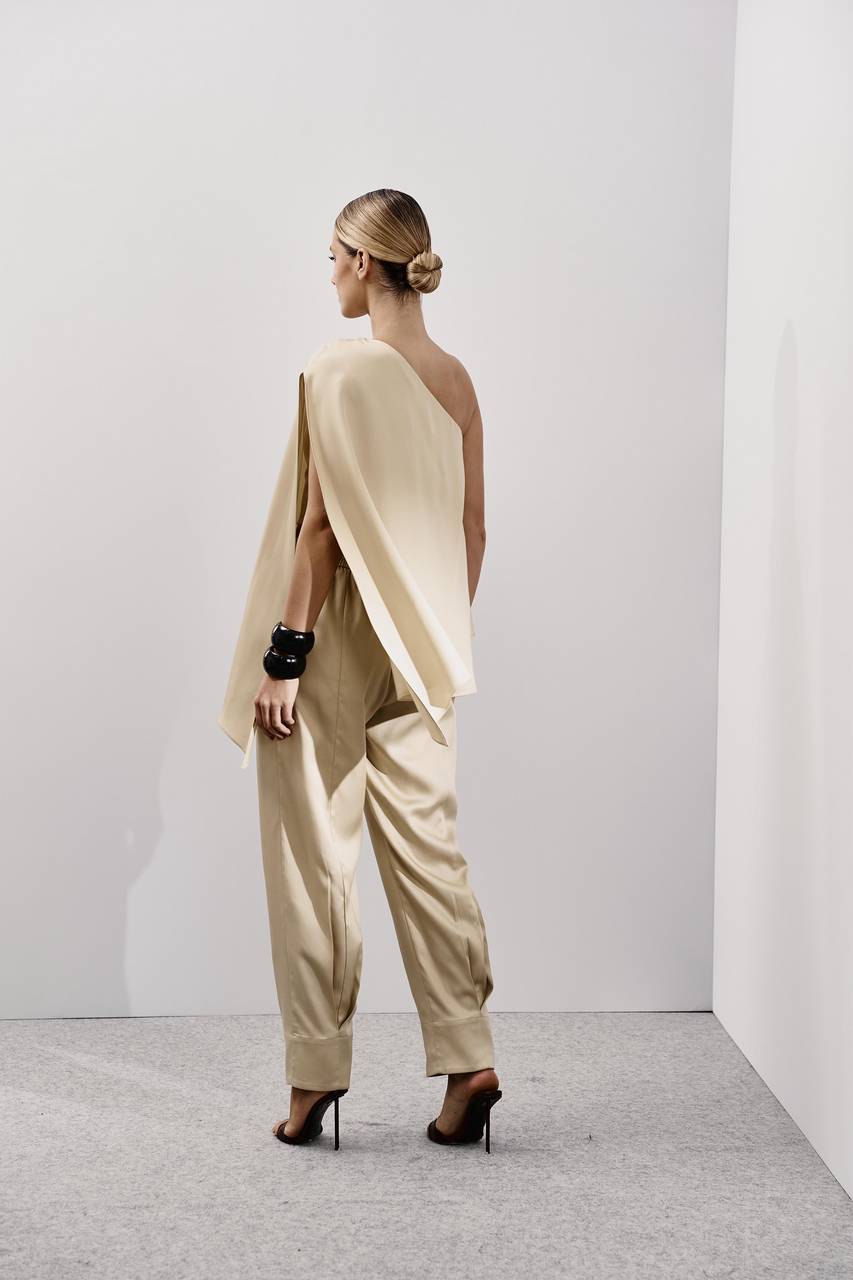 Blusa Ombro Só Gola Laço - Bege BLU0107BEG