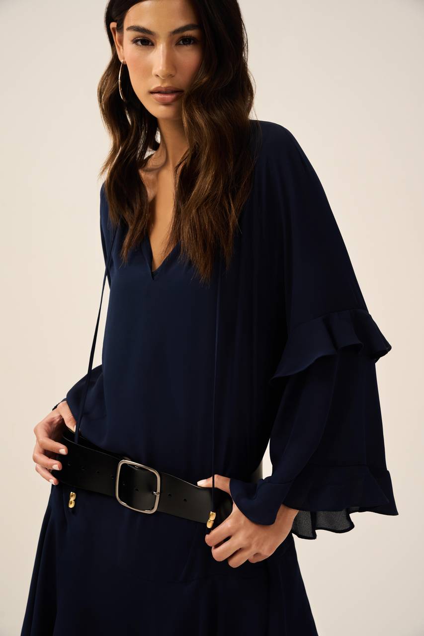Vestido Boho Babados - Marinho VES0007MAR