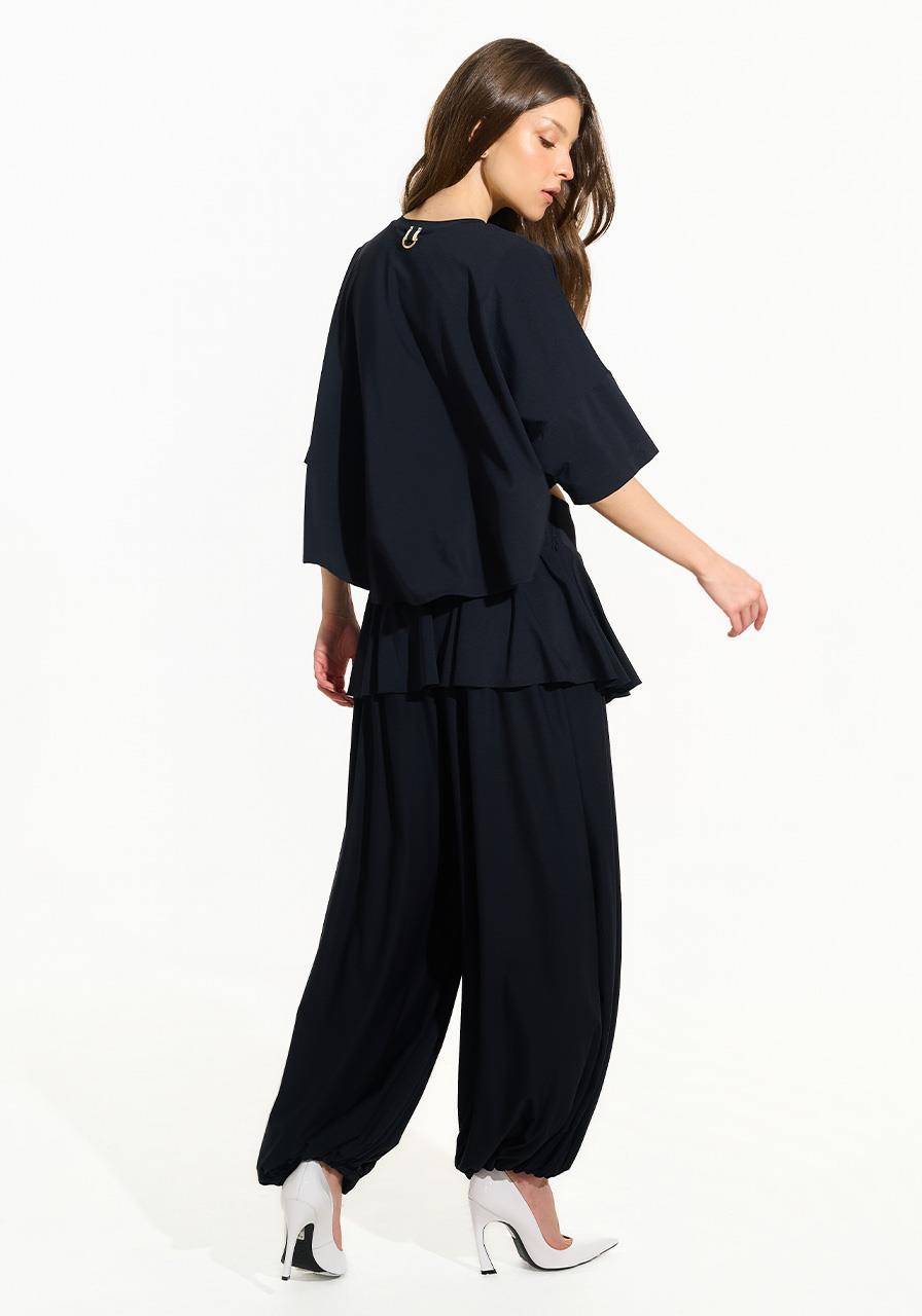 Blusa Ampla Manga Curta Detalhe Renda - Preto BLU0170PTO