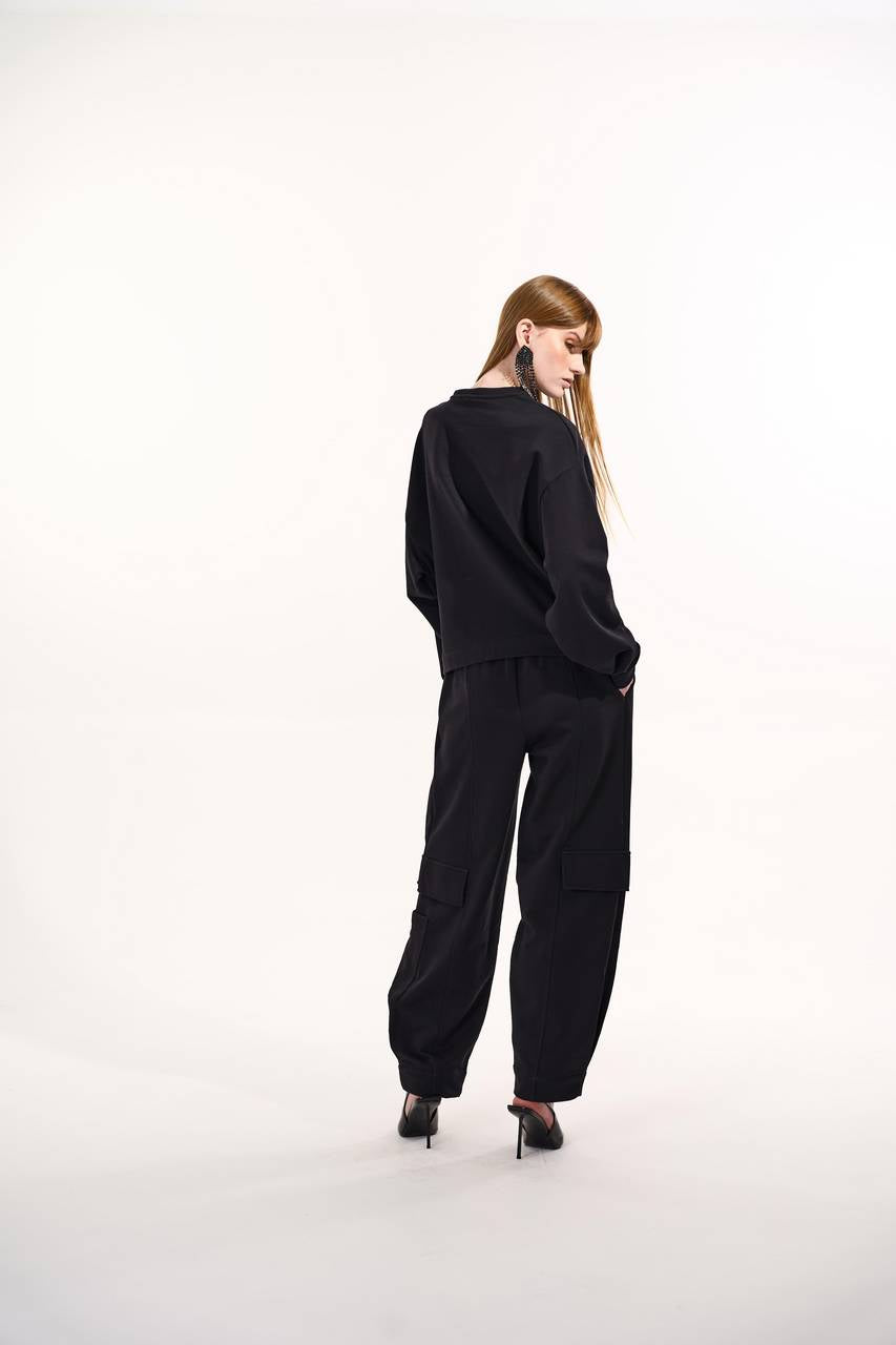 Calça Slouchy Com Bolsos - Preto CAL0144PTO