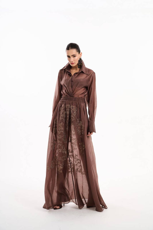 Saia Longa Com Transfer - Chocolate SAI2061CHO