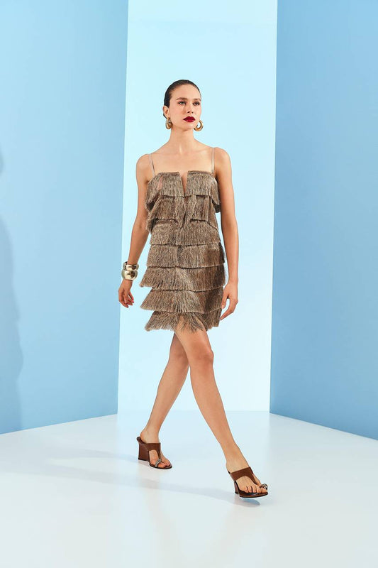 Vestido Curto Franja - Dourado VES0064DOU