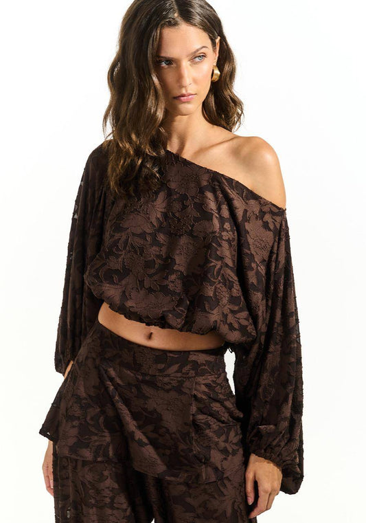 Blusa Devorê Maxi Mangas - Marrom BLU0152MRO