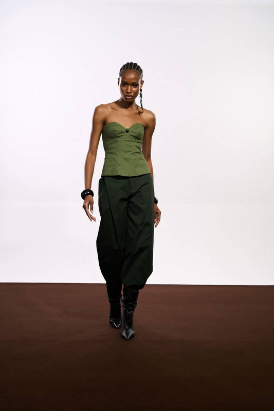 Calça Slouchy Dobra Lateral Frente - Verde Militar CAL0130VDMT