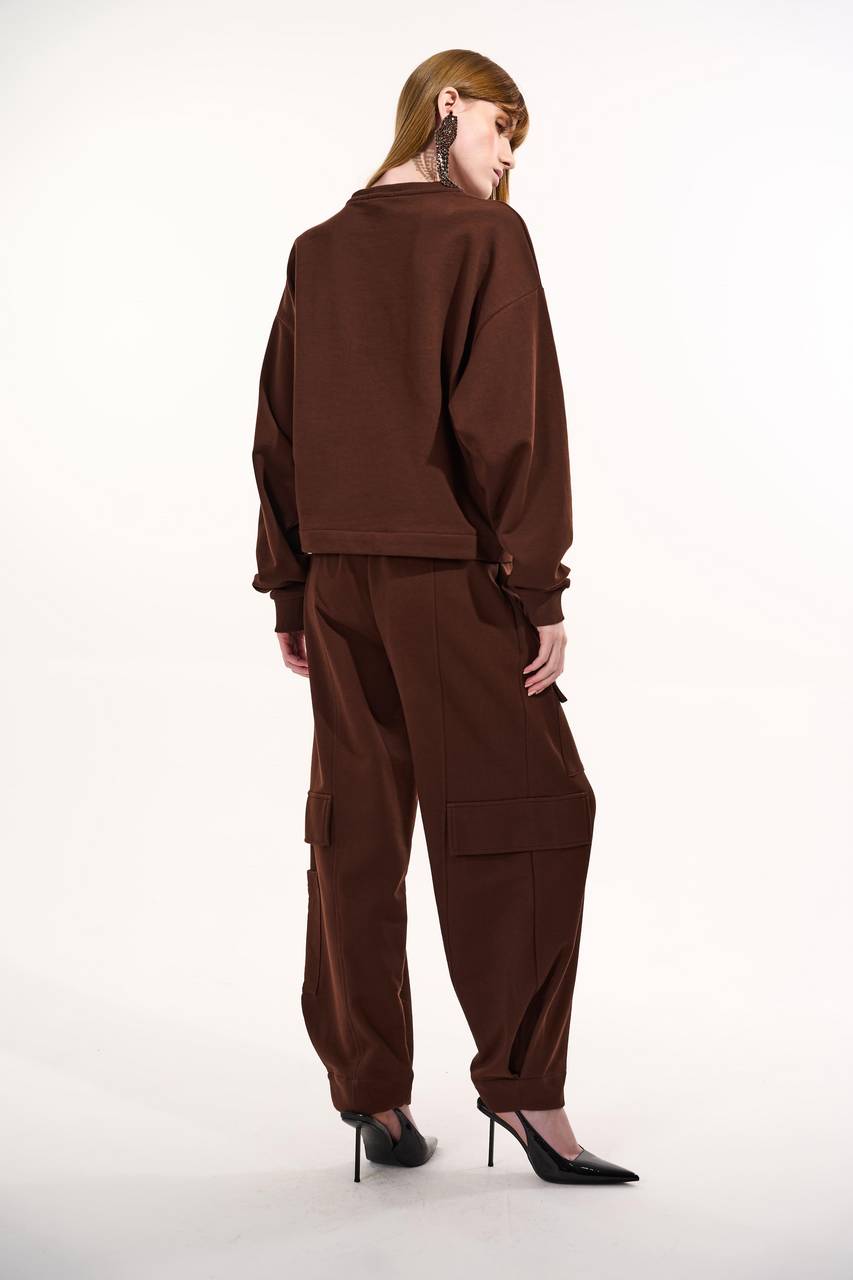 Calça Slouchy Com Bolsos - Marrom CAL0144MRO