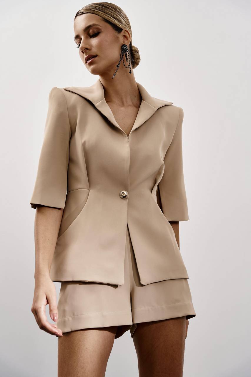 Maxi Blazer Acinturado - Caqui BLZ0021CAQ