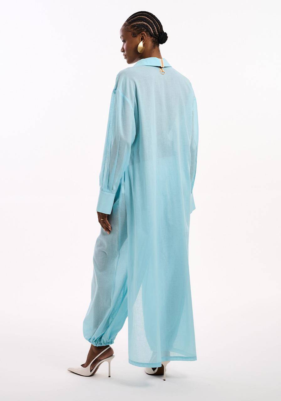 Camisão Frente Curta Algodão - Azul Celeste CAM2037AZ CEL