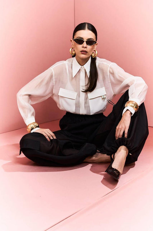 Camisa Fluida Transparente C/ Top - Off White CAM0024OFF