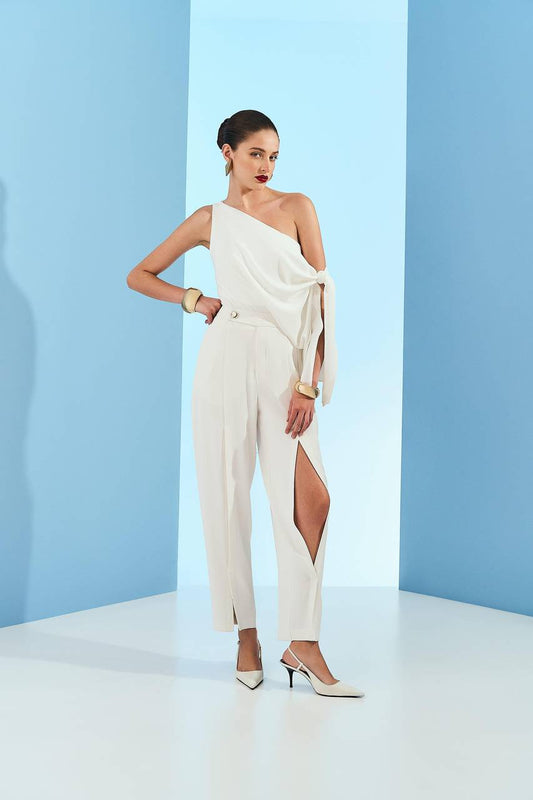 Calça Fenda Sobreposta - Off White CAL0094OFF