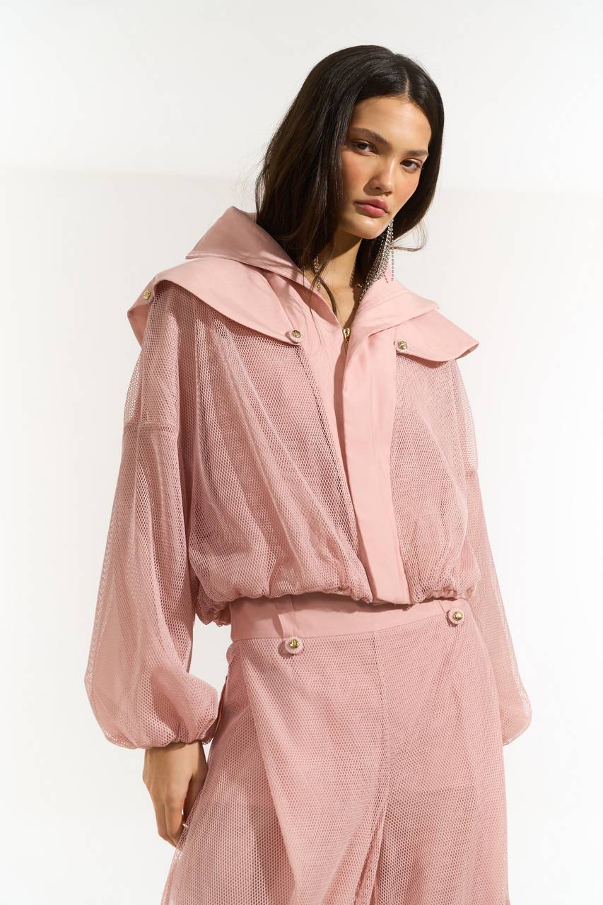 Jaqueta Cropped Tela - Rose JAQ0031RS