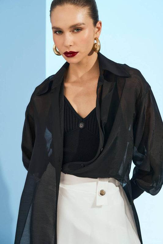 Camisa Liocel Transparente - Preto CAM0025PTO