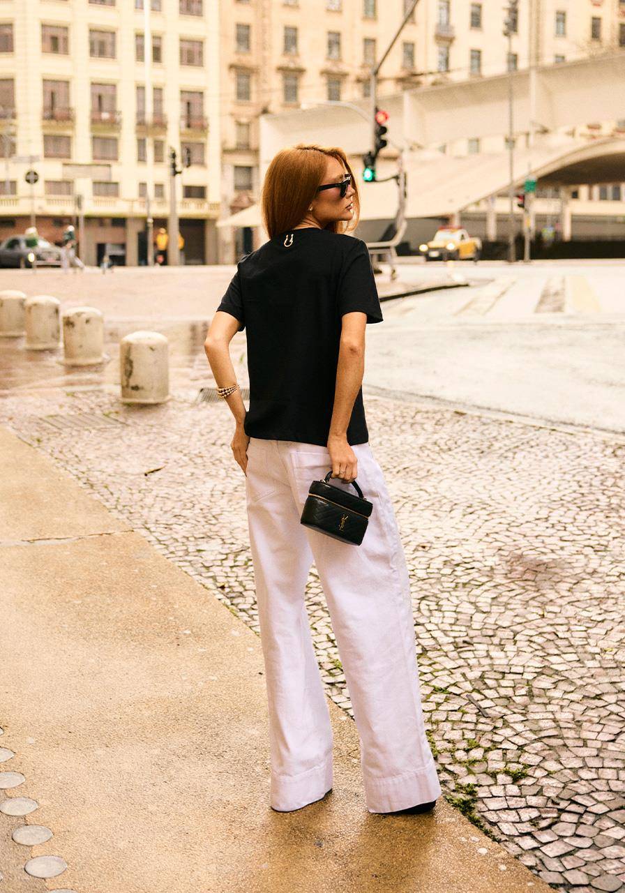 Calça Sarja Renda Recorte Lateral - Branco CAL0245BRA