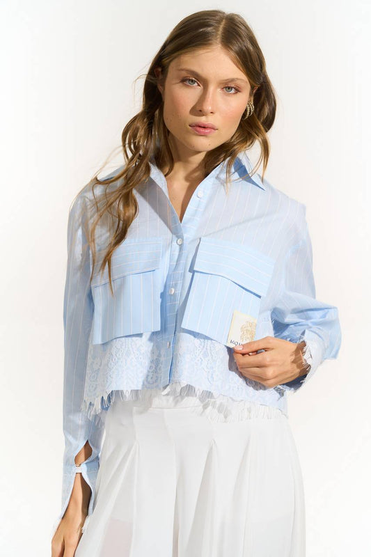 Camisa Listrado Palazzo - Azul/off CAM0052AZ/OFF