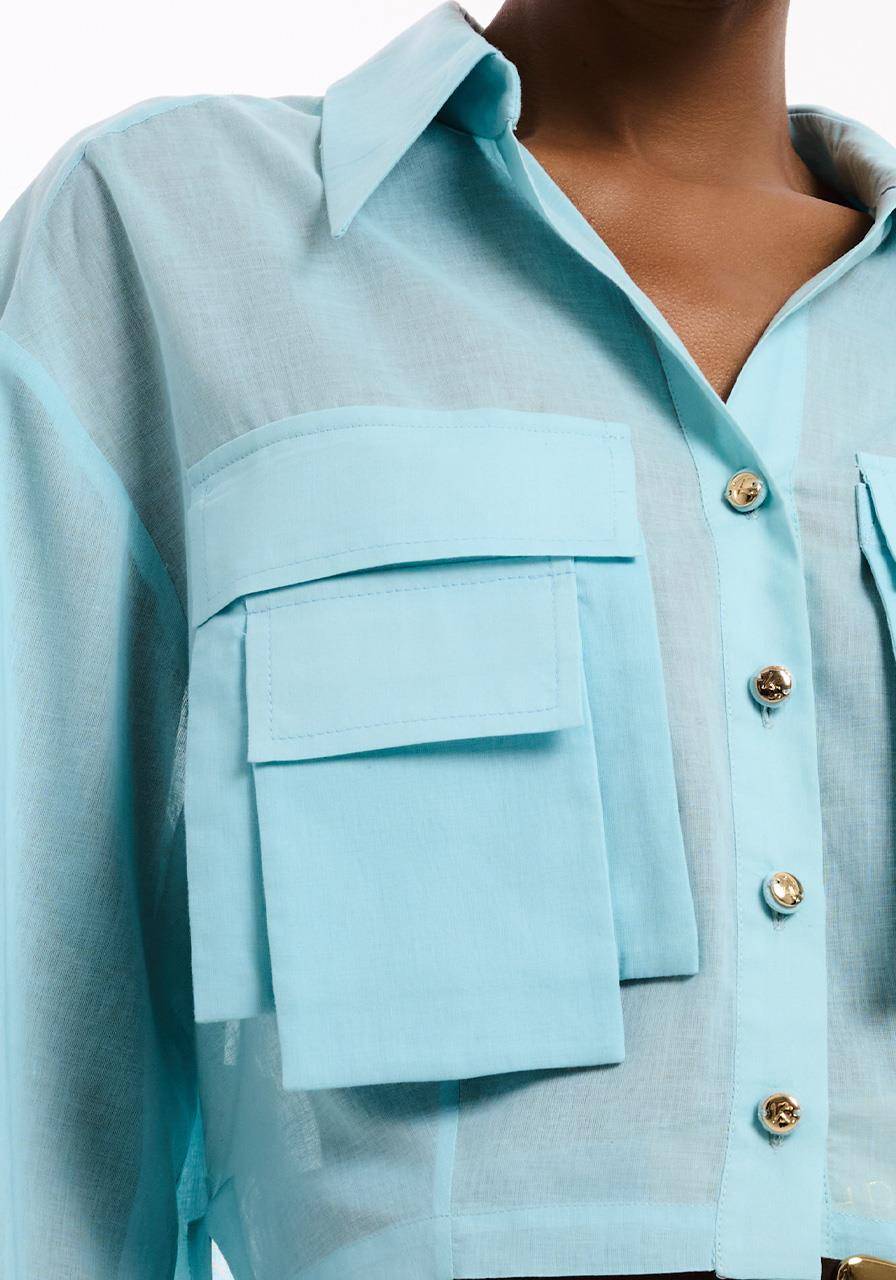 Camisão Frente Curta Algodão - Azul Celeste CAM2037AZ CEL