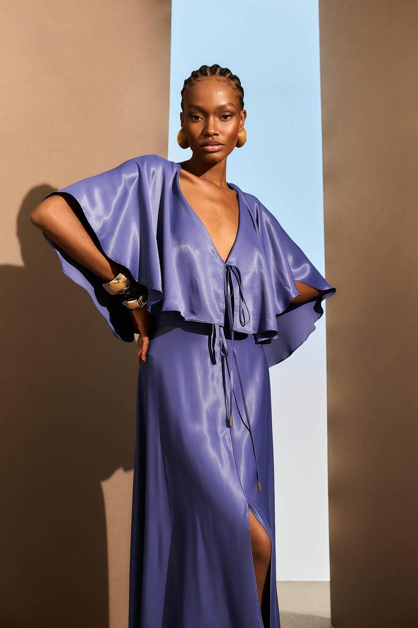 Vestido Longuete Manga Morcego - Azul Denin VES0041AZ DEN