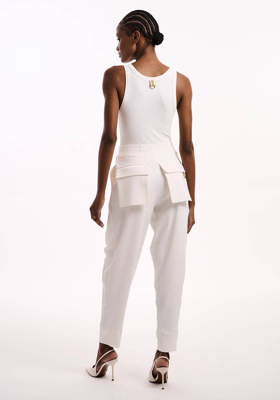 Calça Slouch Canelado - Off White CAL2151OFF