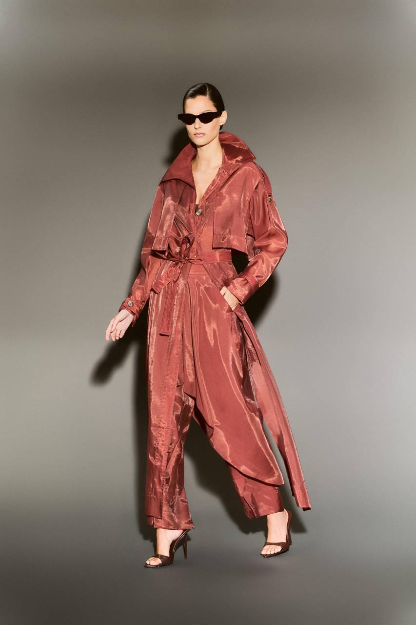 Sobretudo Gola Maxi Com Transparência - Terra Cota CAS0006TERC