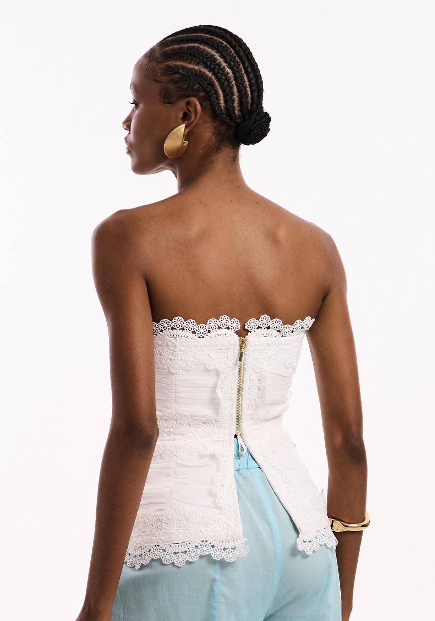 Corselet Estruturado Em Renda - Off White TOP2054OFF