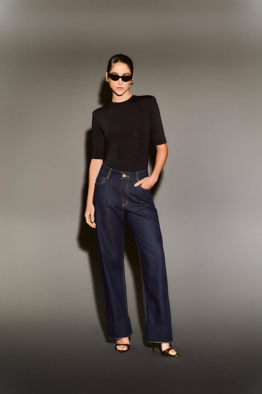 Calça Jeans Bolso Couro - Jeans CAL0142JEA