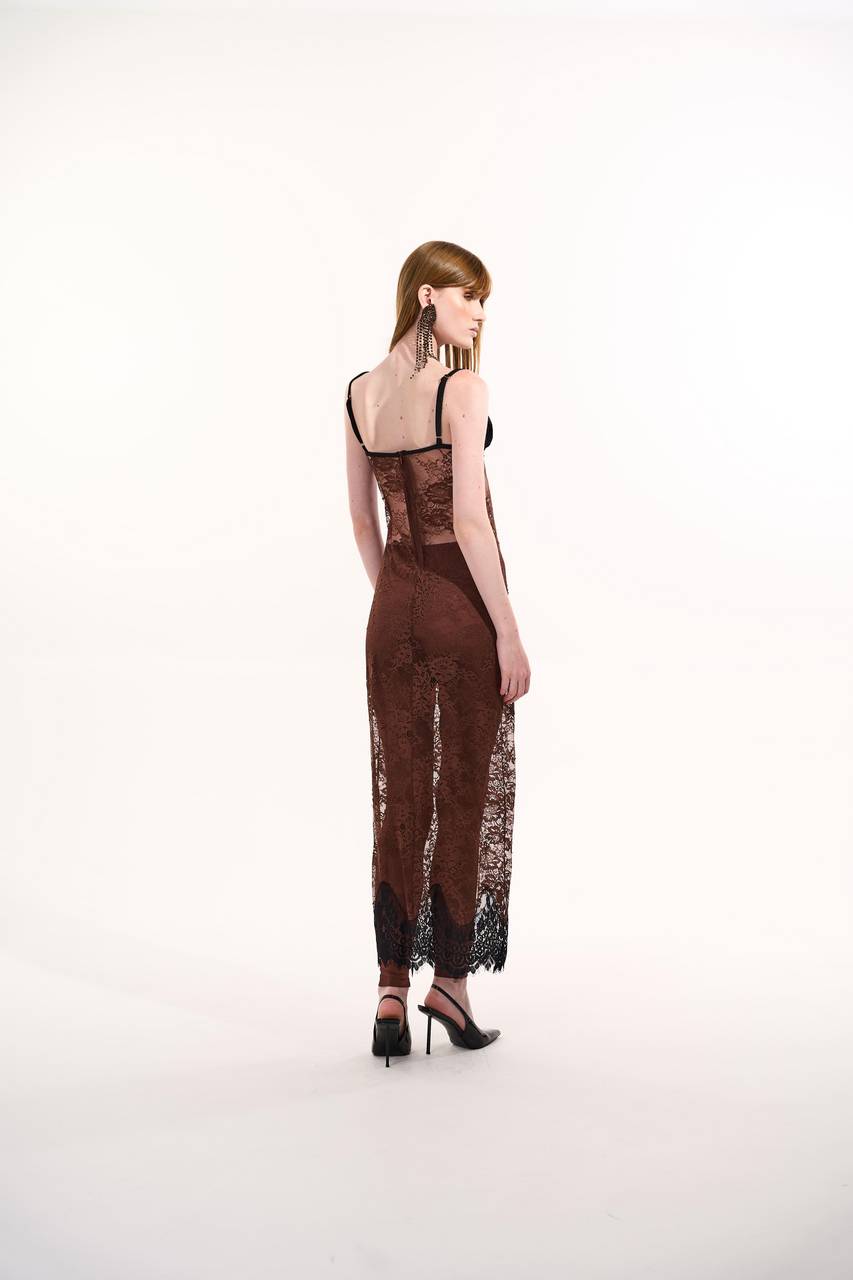 Vestido Maxi Midi Renda - Marrom VES0113MRO