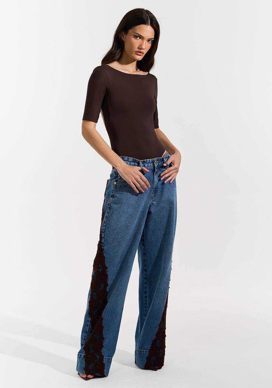 Calça Jeans Detalhes Em Renda - Jeans CAL0235JEA