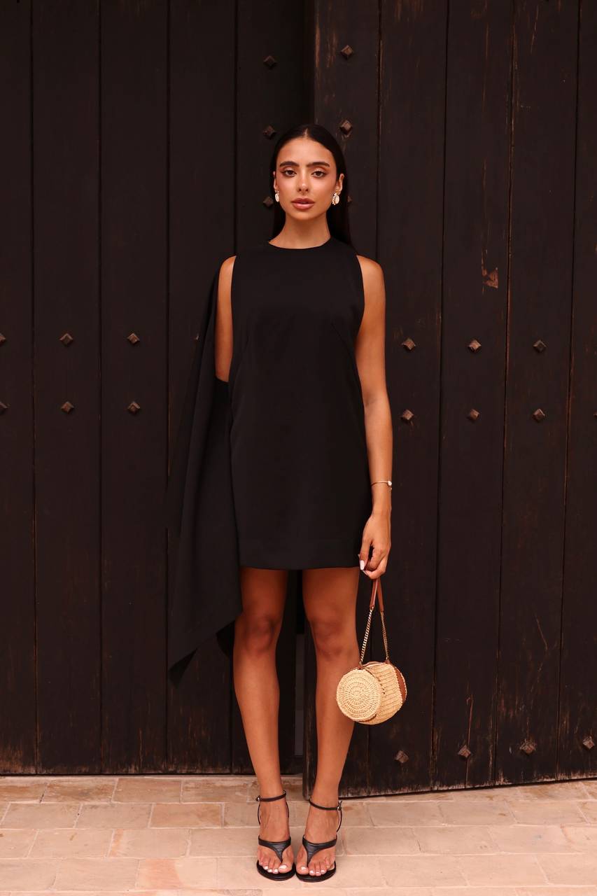 Vestido Curto Ombro Sobreposição - Preto VES0011PTO