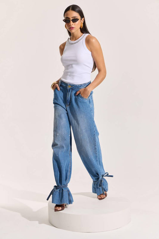 Blusa De Malha Canelada Bordada - Branco BLU0086-BRANCO