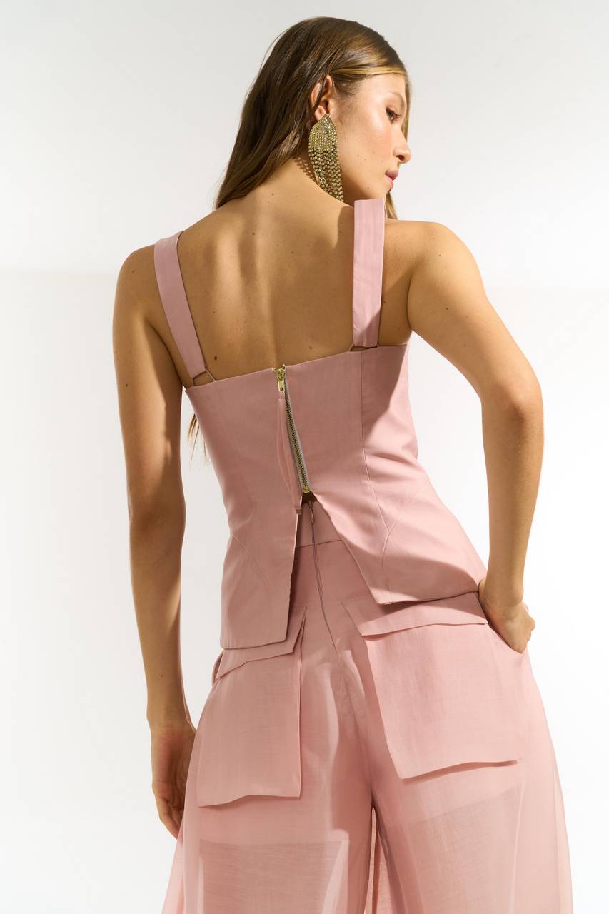 Top Estruturado Tela - Rose TOP0073RS
