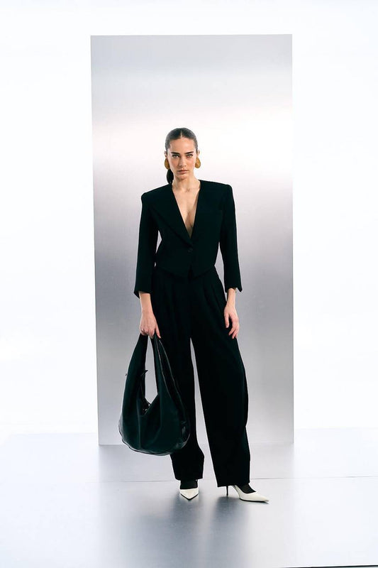 Calça Slouchy Alfaiataria Com Prega - Preto CAL2050PTO
