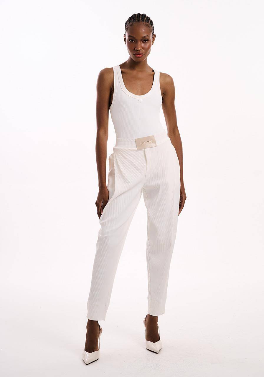 Calça Slouch Canelado - Off White CAL2151OFF
