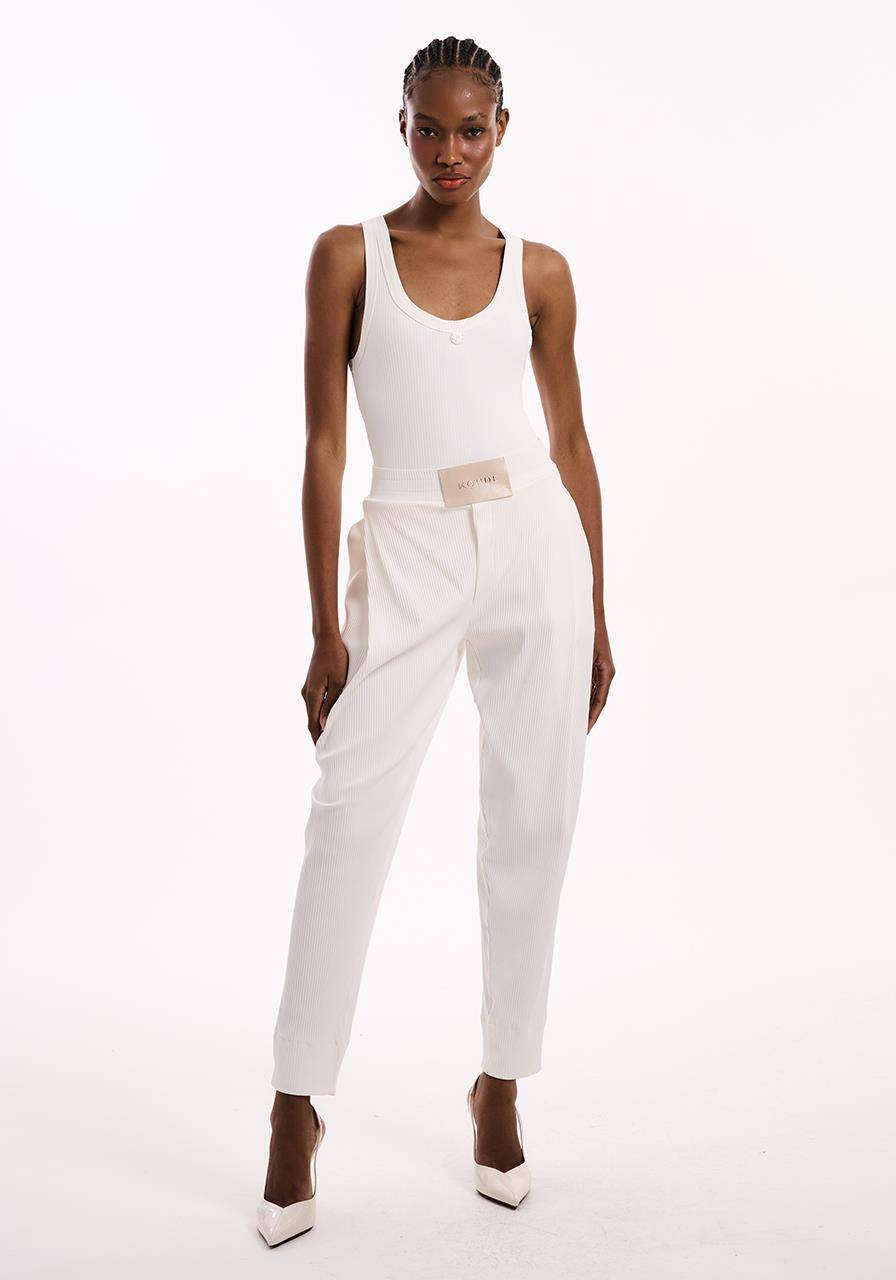 Calça Slouch Canelado - Off White CAL2151OFF