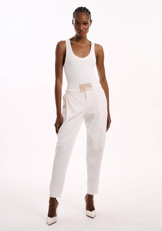 Calça Slouch Canelado - Off White CAL2151OFF